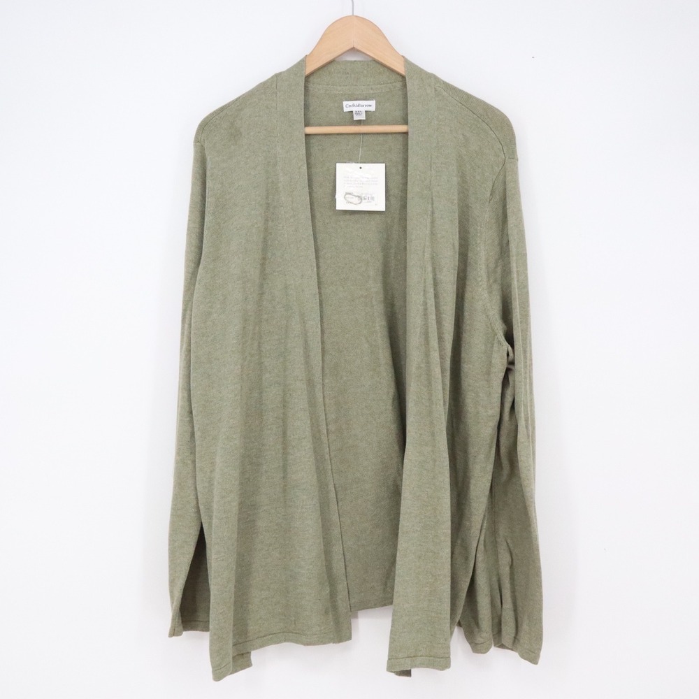Croft & Barrow Cardigan Womens XXL Green Open Front New